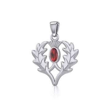 Thistle Silver Pendant with Gemstone TPD5295 - Jewelry